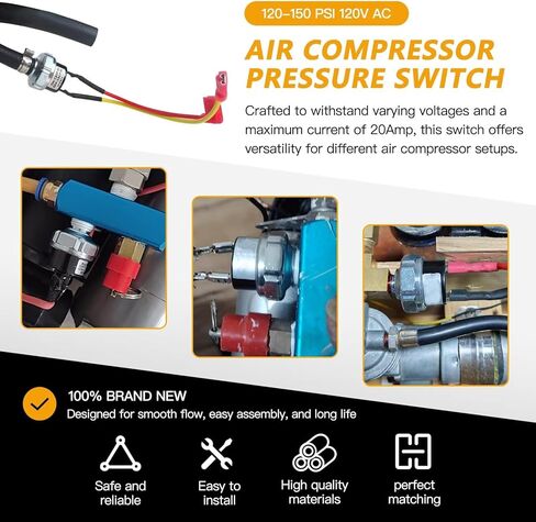 2025 تحديث ضغط ضغط الهواء ضاغط الهواء 120-150 PSI مفتاح الضغط 120V AC لـ N003306SV N003307SV in Saudi Arabia