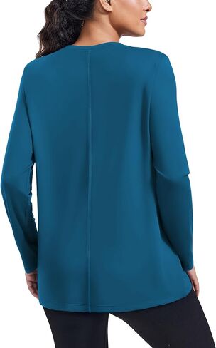 PINSPARK Workout Tops for Women Long Sleeve Yoga Shirts Crew Neck Athletic Top Loose Fit for Running Gym Hiking in Saudi Arabia