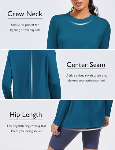 PINSPARK Workout Tops for Women Long Sleeve Yoga Shirts Crew Neck Athletic Top Loose Fit for Running Gym Hiking in Saudi Arabia