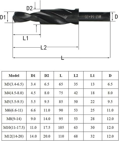 Countersink Step Drill Bit 90/180 1Pcs(Size:M8(90 Degree)), Black in Saudi Arabia