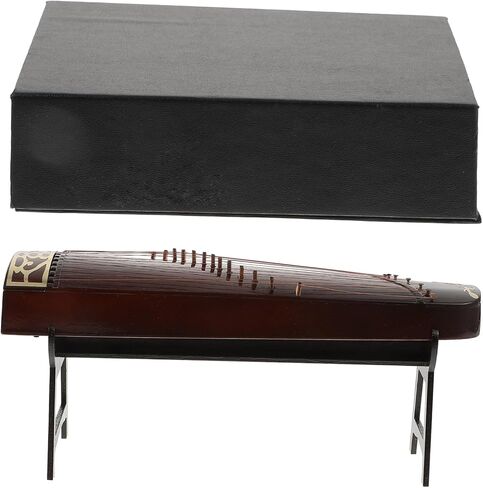 AmoSfun 1pc الأنيقة الخشبية Guzheng الطراز المنزل ديكور مصغرة آلة موسيقية للديكور على المنضدة Housewarming براون مع الوقوف in Saudi Arabia