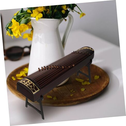 AmoSfun 1pc الأنيقة الخشبية Guzheng الطراز المنزل ديكور مصغرة آلة موسيقية للديكور على المنضدة Housewarming براون مع الوقوف in Saudi Arabia