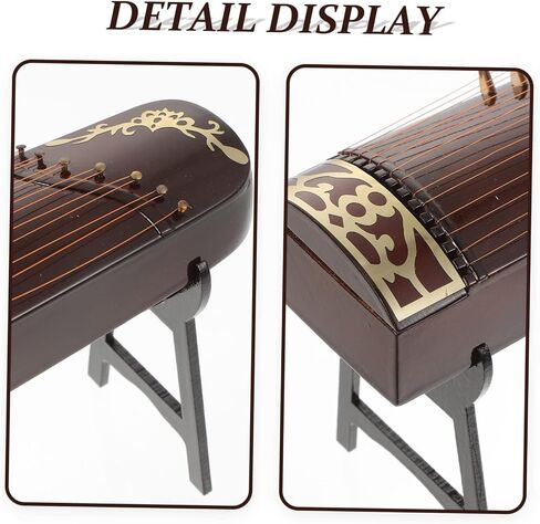 AmoSfun 1pc الأنيقة الخشبية Guzheng الطراز المنزل ديكور مصغرة آلة موسيقية للديكور على المنضدة Housewarming براون مع الوقوف in Saudi Arabia