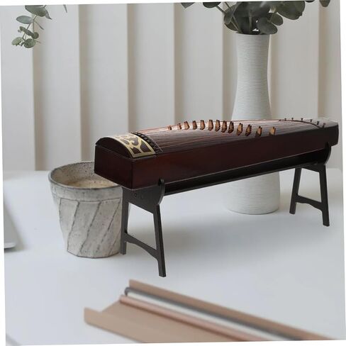 AmoSfun 1pc الأنيقة الخشبية Guzheng الطراز المنزل ديكور مصغرة آلة موسيقية للديكور على المنضدة Housewarming براون مع الوقوف in Saudi Arabia