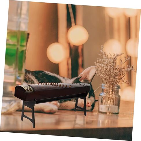 AmoSfun 1pc الأنيقة الخشبية Guzheng الطراز المنزل ديكور مصغرة آلة موسيقية للديكور على المنضدة Housewarming براون مع الوقوف in Saudi Arabia