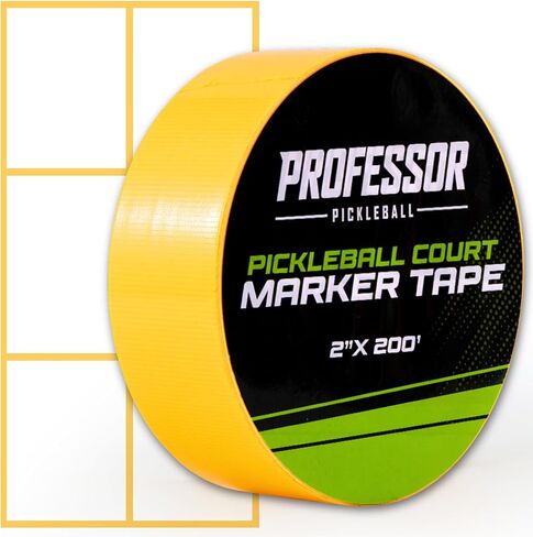 Professor Pickleball Court Tape - Makes Full Size Court - Outdoor Pickleball Marking Kit - 2" x 200 FT, Yellow Tape for Temporary Court Lines, No Residue, Quick and Easy Application in Saudi Arabia