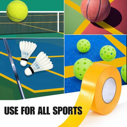 Professor Pickleball Court Tape - Makes Full Size Court - Outdoor Pickleball Marking Kit - 2" x 200 FT, Yellow Tape for Temporary Court Lines, No Residue, Quick and Easy Application in Saudi Arabia