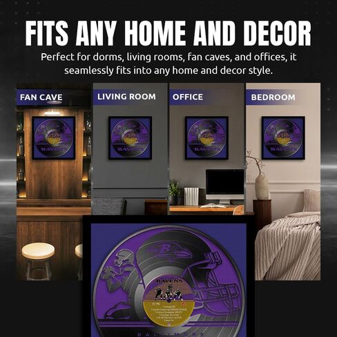 Sporticulture Football Wall Art Framed Vinyl Record Decor Print - 13X13 NFL Football Posters For Boys Bedroom & Decorations for Man Cave - Tennessee Titans in Saudi Arabia