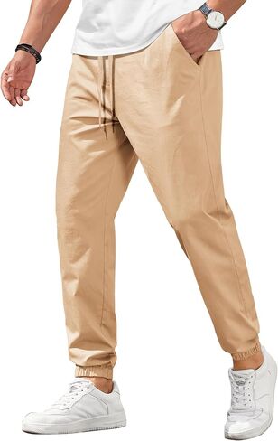 سراويل عازمة من القطن Coofandy Mens Stretch Twill Jogger Pants Chino Cargo Hiking Pantsing Pantsing مع جيوب in Saudi Arabia