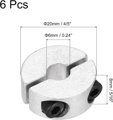 MECCANIXITY 6pcs Shaft Collar 10mm Bore Double Split Aluminium Alloy Clamping Shaft Collars with Set M4 Screw for Industrial Automation Conveyor Belt Systems in Saudi Arabia