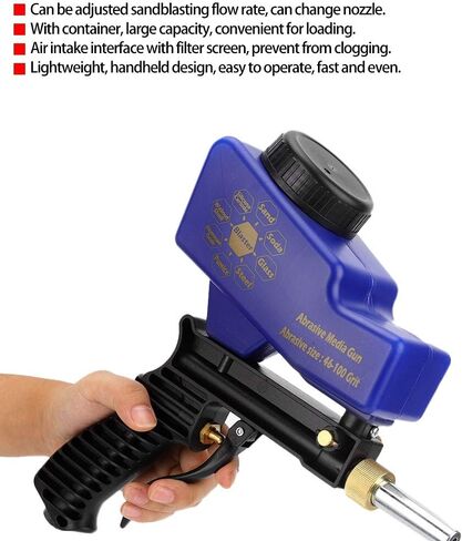 Air Sand Gun, Portable Type Anti Pneumatic Sandblasting Gun Portable Sandblaster Kit Sand Kit Remove Spot Blue in Saudi Arabia