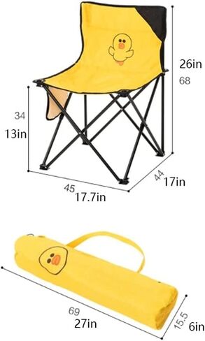 Portable Folding Chair Cartoon Folding Backrest Chair with Side Storage Bag Lightweight Beach Chair Iron Pipe Bracket Adjustable Folding Chair(A) in Saudi Arabia