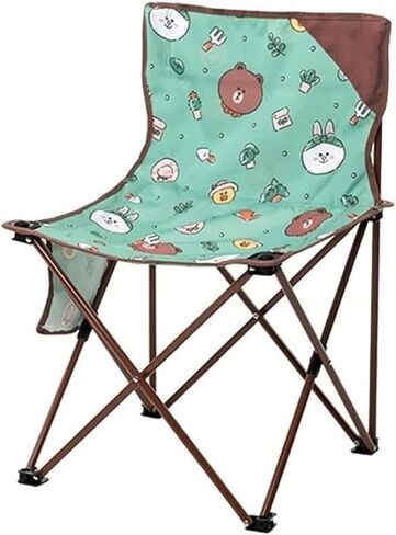 Portable Folding Chair Cartoon Folding Backrest Chair with Side Storage Bag Lightweight Beach Chair Iron Pipe Bracket Adjustable Folding Chair(A) in Saudi Arabia