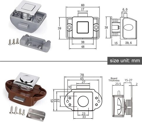 قفل سيارة Camper Lock 26mm RV Caravan Boat Motor Home Cabinet Lock Lock بدون مفتاح مضمار زر واحد (Chrome) in Kuwait
