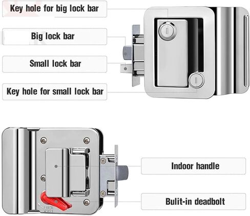 RV Trailer Camper Deport Lock مقبض قفل زنك سبيكة أمان قفل باب RV 1PCS (Chrome) in Saudi Arabia