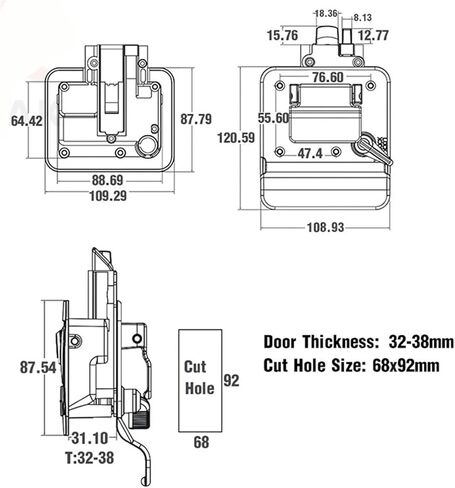 RV Trailer Camper Deport Lock مقبض قفل زنك سبيكة أمان قفل باب RV 1PCS (Chrome) in Saudi Arabia