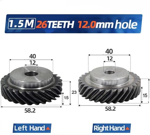 Left-Handed and Right-Handed Helical Gear 1.5 M 26 Teeth Inner Hole 12mm High Precision Brass Helical Gears and Pinion(1pcs Right Hand) in Saudi Arabia