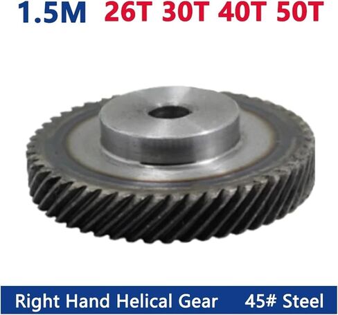 1pc 1.5M 26T 30T 40T 50T 45 Degree Right Hand Helical Gear 45# Steel Staggered Gear Process Hole Transmission Parts(40 Teeth (Bore 15mm)) in Saudi Arabia