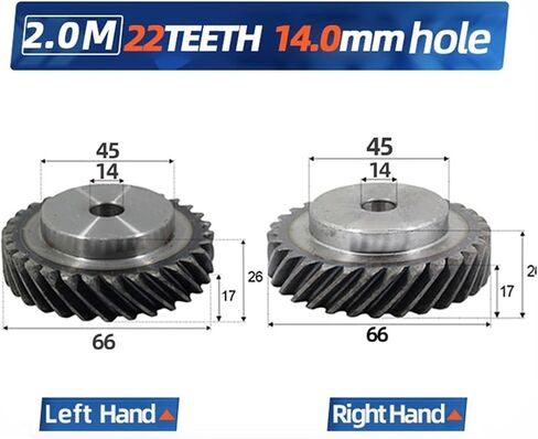 Helical Gear 2Module22 Teeth Inner Hole 14mm Helical Zipper Gears Pinion 45 Degree(1pcs Right Hand) in Saudi Arabia