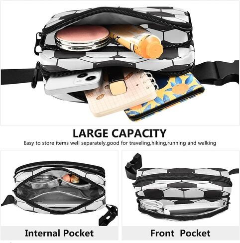 Exnundod Fanny حزم كرة القدم sexangle نمط مطبوع ، محفظة الخصر حزمة كرة القدم تحت عنوان أكياس كروسودي in Kuwait