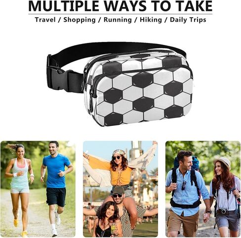 Exnundod Fanny حزم كرة القدم sexangle نمط مطبوع ، محفظة الخصر حزمة كرة القدم تحت عنوان أكياس كروسودي in Kuwait