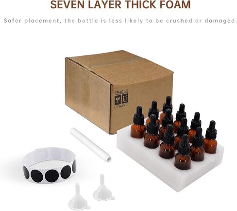 12PC Amber Dropper Bottle,essential oil bottle,Tincture Bottles with Glass Dropper, for Essential Oils, Aromatherapy, Cosmetic, Laboratory, Pharmacy, Liquids, Travel (0.5OZ) in Kuwait