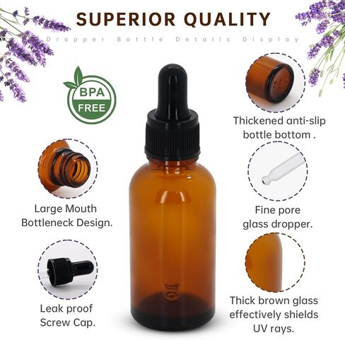 12PC Amber Dropper Bottle,essential oil bottle,Tincture Bottles with Glass Dropper, for Essential Oils, Aromatherapy, Cosmetic, Laboratory, Pharmacy, Liquids, Travel (0.5OZ) in Kuwait