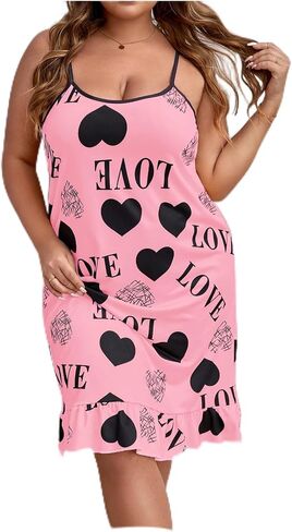 SHENHE Women's Plus Size Sleeveless Ruffle Hem Nightgown Pajama Dress with Eye Mask in Saudi Arabia