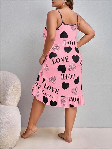 SHENHE Women's Plus Size Sleeveless Ruffle Hem Nightgown Pajama Dress with Eye Mask in Saudi Arabia