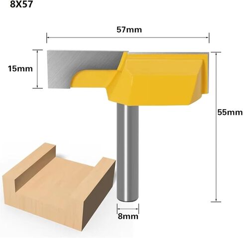1/2" Inch 12mm 8mm Shank 2" Bottom Cleaning Router Bit (Mortising Bit, Spoil Board Surfacing, Slab Flattening Woodworking Mil(12.7X57mm) in Saudi Arabia
