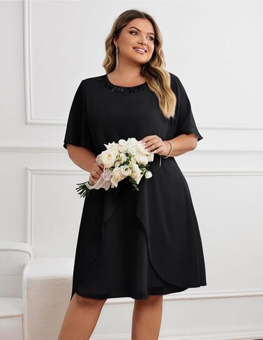 Hanna Nikole Plus Size Women’s Dress A-Line Short Shulle Sleeve Women 2025 SPING Summer Dress Ampricot 22 Plus in Saudi Arabia