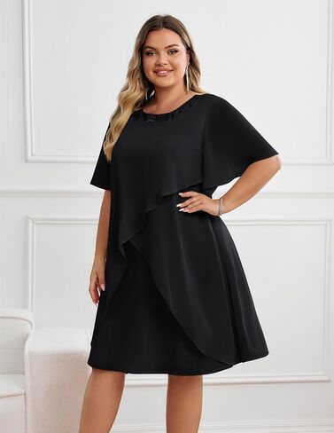Hanna Nikole Plus Size Women’s Dress A-Line Short Shulle Sleeve Women 2025 SPING Summer Dress Ampricot 22 Plus in Saudi Arabia