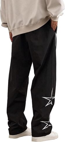 SOFIA'S CHOICE Men's Baggy Sweatpants Y2k Striped Star Embroidery Wide Leg Dance Pants with Pocket Streetwear in Saudi Arabia