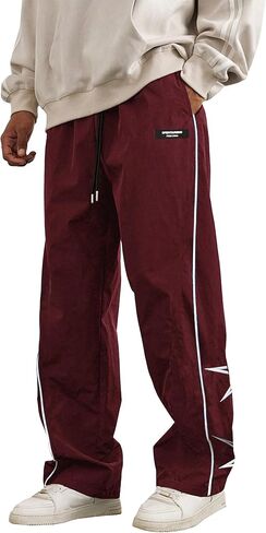 SOFIA'S CHOICE Men's Baggy Sweatpants Y2k Striped Star Embroidery Wide Leg Dance Pants with Pocket Streetwear in Saudi Arabia