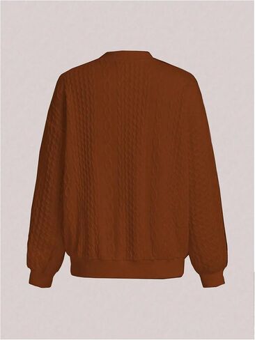 Verdusa Women's Cable Knit Zip Up Jacket Long Sleeve Baseball Collar Casual Bomber Jackets in Saudi Arabia