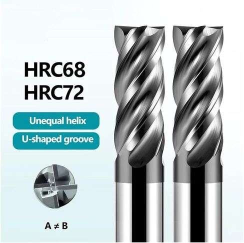 HRC72 Tungsten Steel Carbide End Mills 3 4 6 810 12 20 CNC Tools Milling Cutter for Stainless Steel 4 Flute Router Bits(HRC68,8x20x8Dx60) in Saudi Arabia