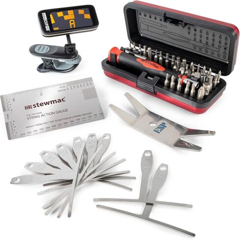 مجموعة ضبط جيتار Stewmac ، Metric (104743)-أدوات إعداد Pro لعازفي الجيتار مع Stroboclip HD Tulectius Radius Gauges Action Scheder Screwner لصيانة وصيانة الغيتار الدقيقة in Saudi Arabia