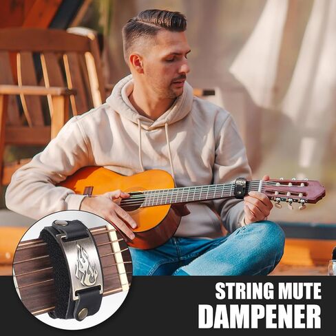 Facmogu Guitar Mute Fret Wrap, Universal Guitar String Dampener, Adjustable Bass Silencer Fit for 6/7-String Guitars, 4/5/6-String Bass, Fret Wrap Electric Guitar Fingerboard Mute Tape (Flame Pattern) in Saudi Arabia