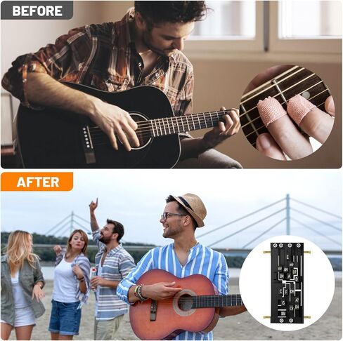 Guitar Chord Presser - Guitar Aid Chord Trainer للمبتدئين ، أداة ممارسة الجيتار و Chord Helper مع 6 اختيارات وكابو ، إكسسوارات مجموعة أدوات التعلم المحمولة للغيتار للقيثارات الصوتية in Kuwait