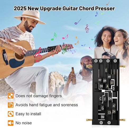Guitar Chord Presser - Guitar Aid Chord Trainer للمبتدئين ، أداة ممارسة الجيتار و Chord Helper مع 6 اختيارات وكابو ، إكسسوارات مجموعة أدوات التعلم المحمولة للغيتار للقيثارات الصوتية in Kuwait