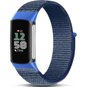 Hook and Loop Nylon Watchband Compatible with Fitbit Charge 6/Charge 5,Soft Lightweight Breathable Adjustable Sport Strap for Charge 6/5 Fitness Tracker Accessory in Saudi Arabia
