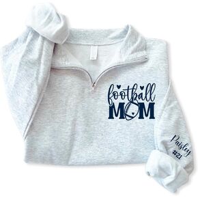 NAZENTI Personalized Football Mom Quarter Zip, American Football Shirts Custom Name, Women Tee, TShirt Sweatshirt Senior Gift in Kuwait
