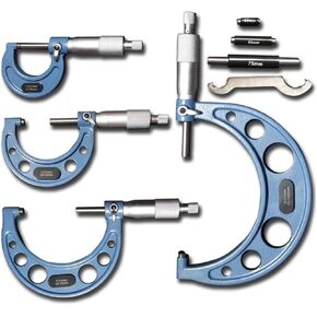 1PCS قطر القطر الخارجي مجموعة ميكرومتر ميكرومتر المسمار 4 قطعة مجموعة ميكرومتر قياس القطر الخارجي 0-100 مم in Kuwait