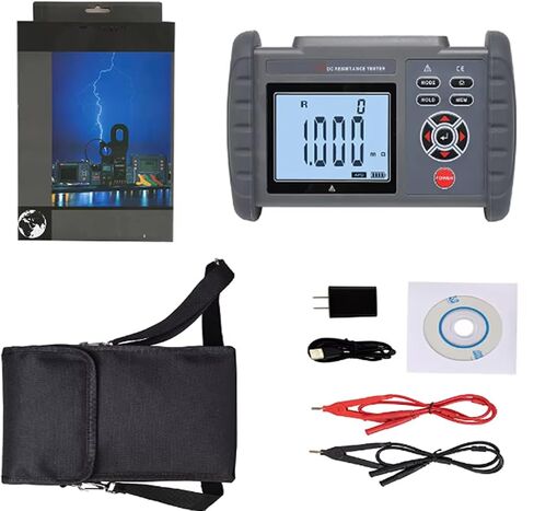 DC Low Resistance Meter Tester Tester Tester Micro Ohmmeter مع 0.001mΩ إلى 300.0kΩ دقة 1UΩ دقة ± 0.1 ٪ 500 مجموعة تخزين البيانات USB واجهة لفائف متعرج milliohm متر in Saudi Arabia