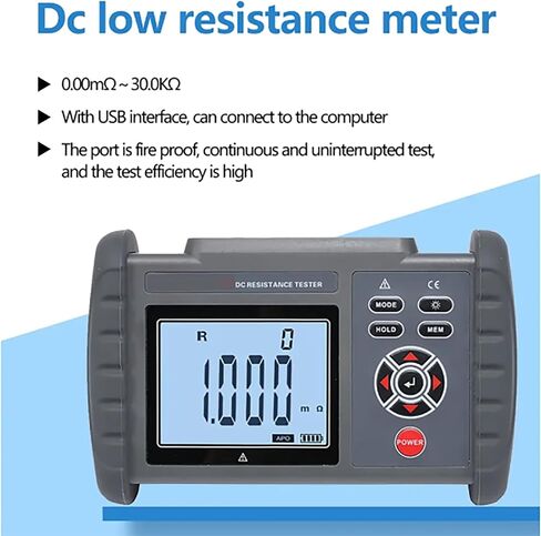 DC Low Resistance Meter Tester Tester Tester Micro Ohmmeter مع 0.001mΩ إلى 300.0kΩ دقة 1UΩ دقة ± 0.1 ٪ 500 مجموعة تخزين البيانات USB واجهة لفائف متعرج milliohm متر in Saudi Arabia