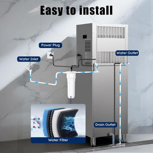 Commercial Ice Maker Machine 650Lbs/24H, 12 Adjustable Thickness Settings, 400Lbs Storage, Ice Machine Commercial for Restaurant/Bar/Cafe/Business in Saudi Arabia