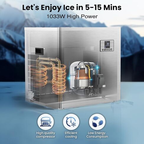 Commercial Ice Maker Machine 650Lbs/24H, 12 Adjustable Thickness Settings, 400Lbs Storage, Ice Machine Commercial for Restaurant/Bar/Cafe/Business in Saudi Arabia