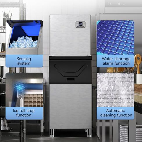 Commercial Ice Maker Machine 650Lbs/24H, 12 Adjustable Thickness Settings, 400Lbs Storage, Ice Machine Commercial for Restaurant/Bar/Cafe/Business in Saudi Arabia