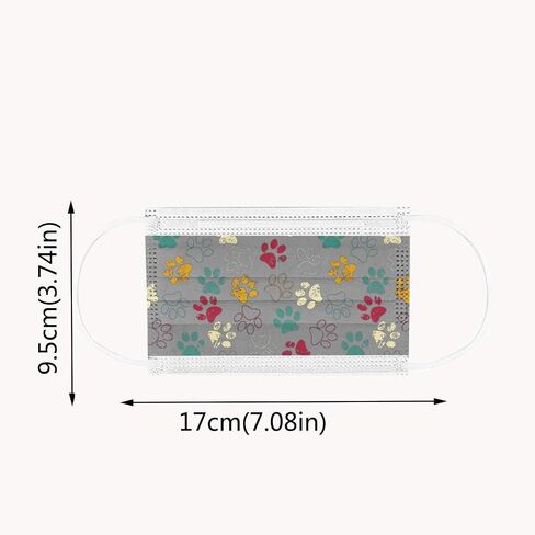 50PCS Paw Print Disposable Face Mask, 3 Ply Cute Pattern Face Masks for Adults Women Full Face Protection in Saudi Arabia