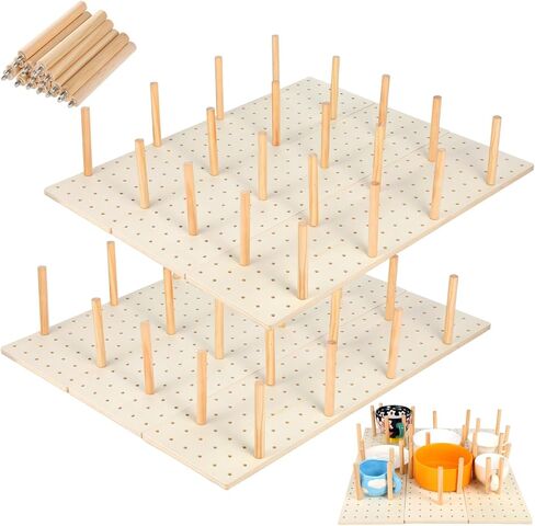 6pcs منظم درج Pegboard Wood مع 48 أوتاد ، وربط خشبي لوحة درج الجرف المنظم نظام ربط قابلة للتعديل للأطباق والحاويات والأدوات in Saudi Arabia